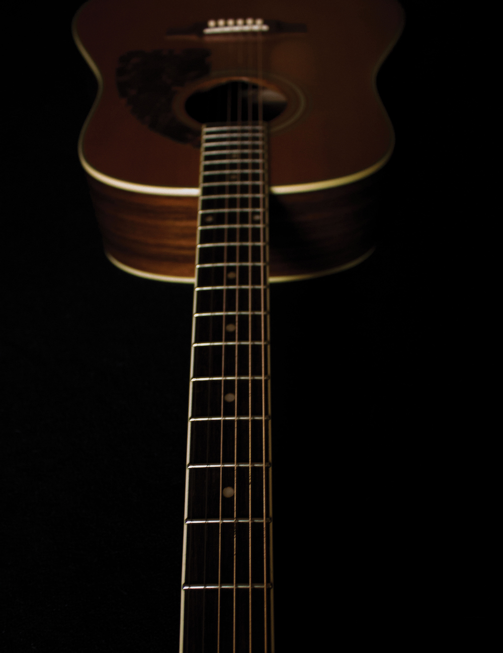 Acoustic guitar with black background