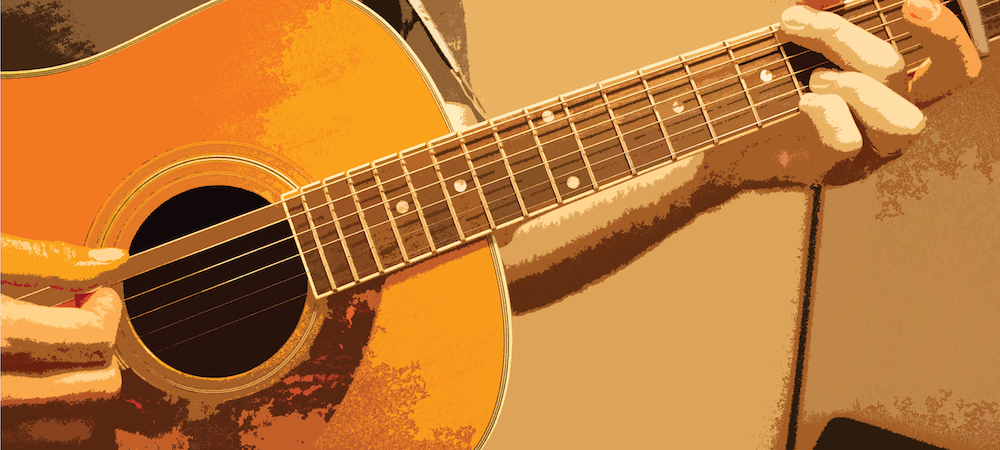 Close up of acoustic guitar