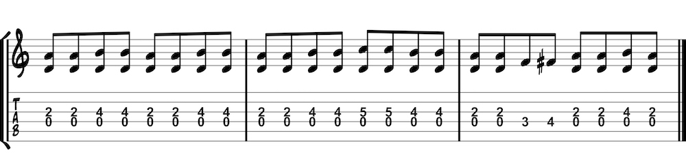Blues shuffle in D