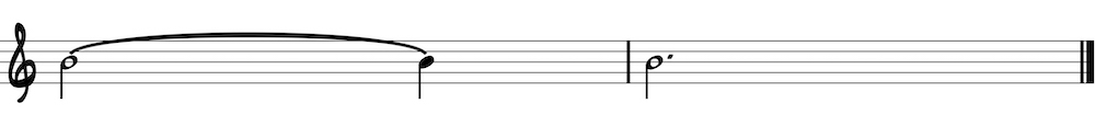 Dotted half note on staff