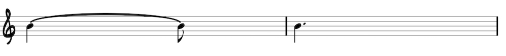 Dotted quarter note on staff