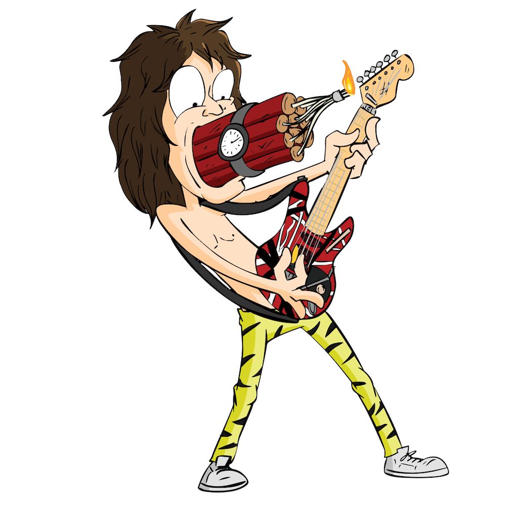 Cartoon of Eddie eating dynamite